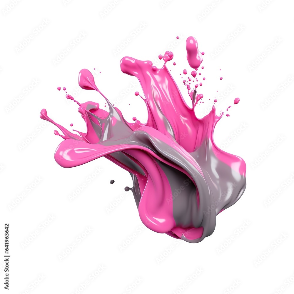 Poster 3d pink and grey paint splat isolated object