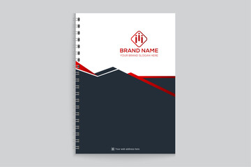 Corporate red and black color notebook cover design