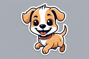 Fototapeta premium A picture of a baby puppy running happily with a smile. Generative AI