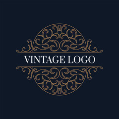 Vintage luxury ornamental logo with floral ornament. - Vector.