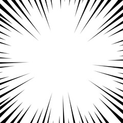 Comic book white and black radial lines background. Superhero action, explosion background, manga speed frame, illustration