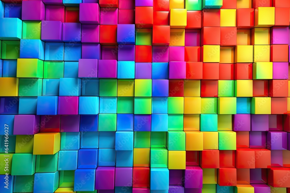 Poster graphic green 3d design colourful block colours yellow abstract render purple block background rainb