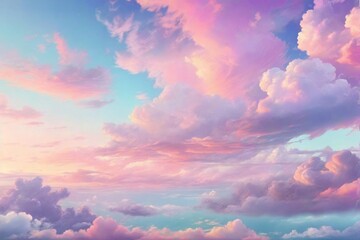Pastel Sky Background, Dreamy Sky Background, Pastel Sky Wallpaper, Fantasy Sky Background, Glowing Sky Background, AI Generative - obrazy, fototapety, plakaty