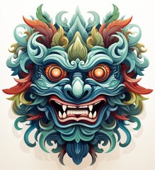 Spooky barong leak mask isolated on plain background