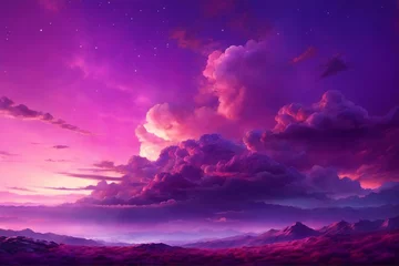 Foto op Canvas Purple Sky Background, Purple Night Sky Background, Purple Sky Wallpaper, Purple Sky Landscape, Purple Sky, AI Generative © Forhadx5
