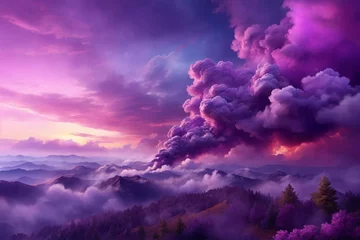 Zelfklevend Fotobehang Purple Sky Background, Purple Night Sky Background, Purple Sky Wallpaper, Purple Sky Landscape, Purple Sky, AI Generative © Forhadx5