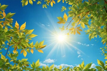Fototapeta na wymiar Sunny Sky Background, Sunny Day Background, Sun Wallpaper, Sunny Sky Landscape, Blue Sky Background, Summer Sky Background, AI Generative