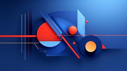 vibrant abstract geometric shapes on blue background - dynamic composition