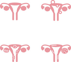 子宮のシンプルなアイコンセット・正面