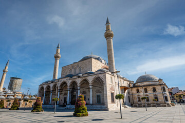 Konya city square with Selimiye mosque with Mevlana Square in Konya, Turkey. Famous landmarks of...