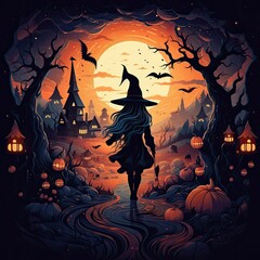 Halloween witch wallpaper.