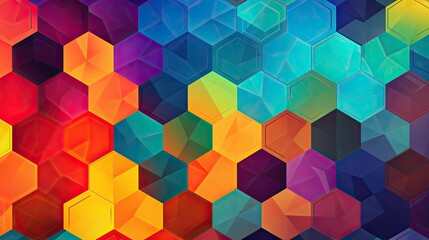 Obraz premium Geometric background design with a hexagonal pattern composed of bright colors and vector shapes.