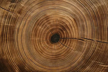 Foto op Plexiglas life bark plank trunk circle slice history tree line felled striped abstr annual organic rings closeup stump natural surface oak brown felled concentric old wood stump shape section tree year ring © sandra