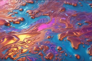 Holographic Liquid Paint Wallpaper, Holographic Liquid Paint Background, Holographic Background, AI Generative