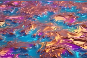 Fototapeta na wymiar Holographic Liquid Paint Wallpaper, Holographic Liquid Paint Background, Holographic Background, AI Generative