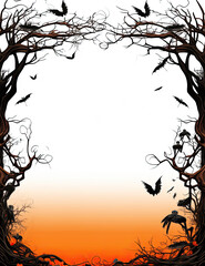Obraz premium orange and black halloween border frame on plain white background