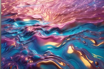 Holographic Liquid Paint Wallpaper, Holographic Liquid Paint Background, Holographic Background, AI Generative