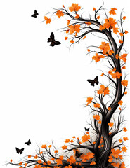 orange and black halloween border frame on plain white background
