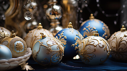 gold and blue Christmas decoration