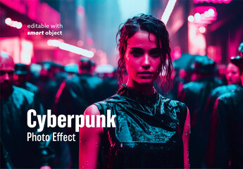 Cyberpunk Photo Effect - obrazy, fototapety, plakaty