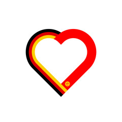 unity concept. heart ribbon icon of germany and kyrgyzstan flags. vector illustration isolated on white background