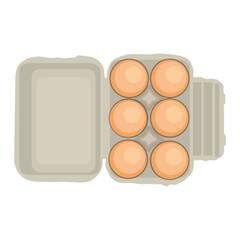 Vector illustration set of eggs in boxes in cartoon flat style. Farmer product, organic farm food icons and logo. Poultry production, natural chicken eggs healthy protein isolated on white background