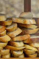 Fototapeta na wymiar Fresh homebaked artisan sourdough bread. Slices of bread isolated 