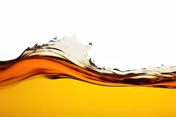 Fotobehang gold background mome liquid fuel flow caramel fluid gasoline background dynamic wave gold splash water Oil flowing yellow Wave abstract olive cooking closeup splashing micro oil white pouring white © sandra