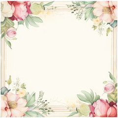 Naklejka premium Square blank vintage floral paper background for printable digital paper, art stationery and greeting card illustration