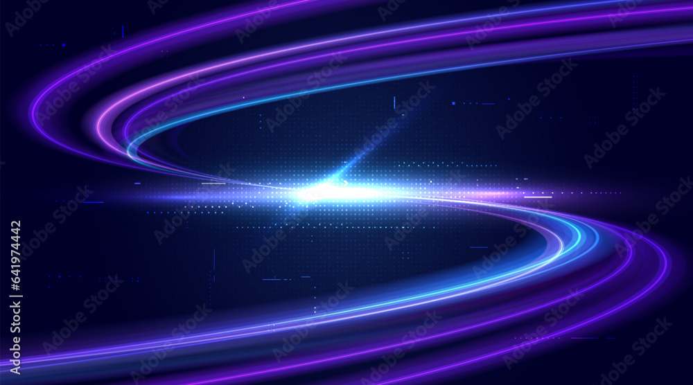Poster modern abstract high-speed movement. dynamic motion light trails effect. futuristic technology movem
