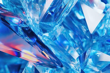 glistering colours crystal shiny technology bright refraction transparent crystal abstract inside background tech abstract facet futuristic blue macro modern shape refractions background blue cryst