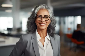 Fotobehang Portrait of a mature businesswoman with a smiling face standing in her office © AJay
