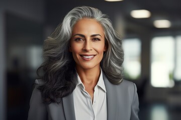 Portrait of a mature businesswoman with a smiling face standing in her office