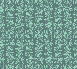 Japanese Leaf Vine Stripe Vector Seamless Pattern