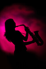 saxophone jazz player silhouette