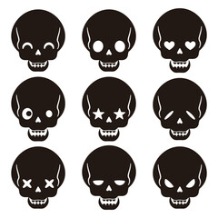 ハロウィン　ガイコツ　表情　シルエット　シンプル2