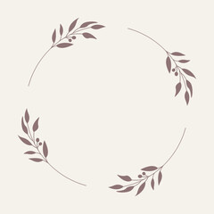 Leaf and Branch Frame hand drawn style. 
Leaf brown and white frame of twigs leaves. 
Frames for the Valentine’s Day, wedding decor, logo and identity template. 