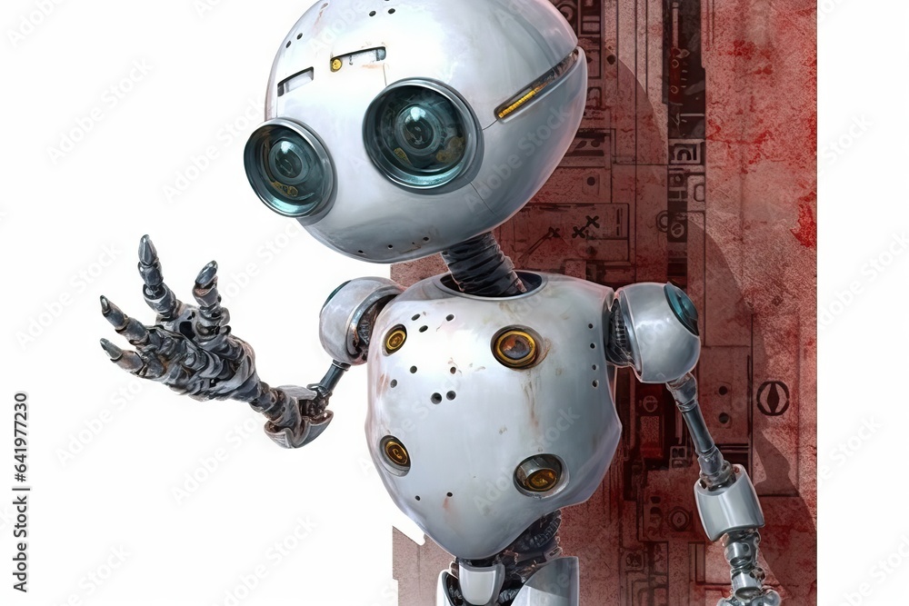 Poster modern robot three-dimensional machin fiction machine modern techno robot chromium chromium techno s