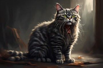 a scary evil zombie cat 