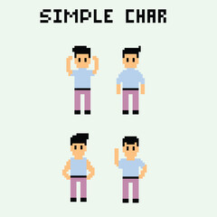 this is simple char in pixel art with simple color and green background this item good for presentations,stickers, icons, t shirt design,game asset,logo and your project.