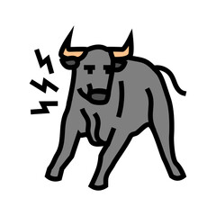 angry bull animal color icon vector. angry bull animal sign. isolated symbol illustration