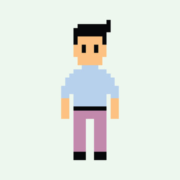 this is simple char in pixel art with simple color and green background this item good for presentations,stickers, icons, t shirt design,game asset,logo and your project.