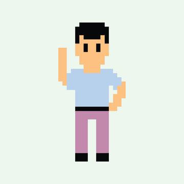 this is simple char in pixel art with simple color and green background this item good for presentations,stickers, icons, t shirt design,game asset,logo and your project.