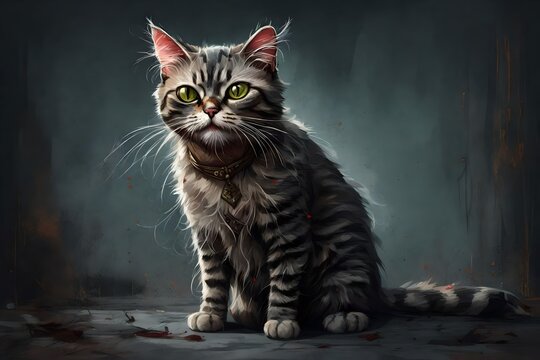 a scary evil zombie cat 