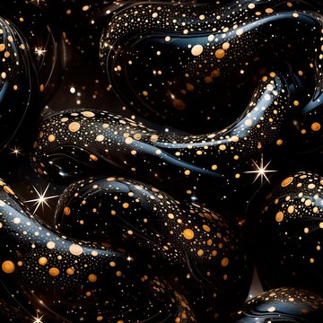 Black snakes.Seamless magical fantasy pattern with snakes and dragons.Scales.