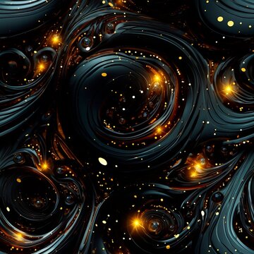 Black snakes.Seamless magical fantasy pattern with snakes and dragons.Scales.