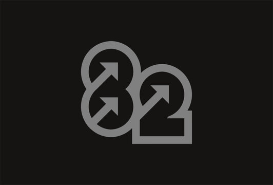 Number 82 Logo, Monogram number 82 with Arrow combination, usable for business and anniversary logos, flat design logo template, vector illustration
