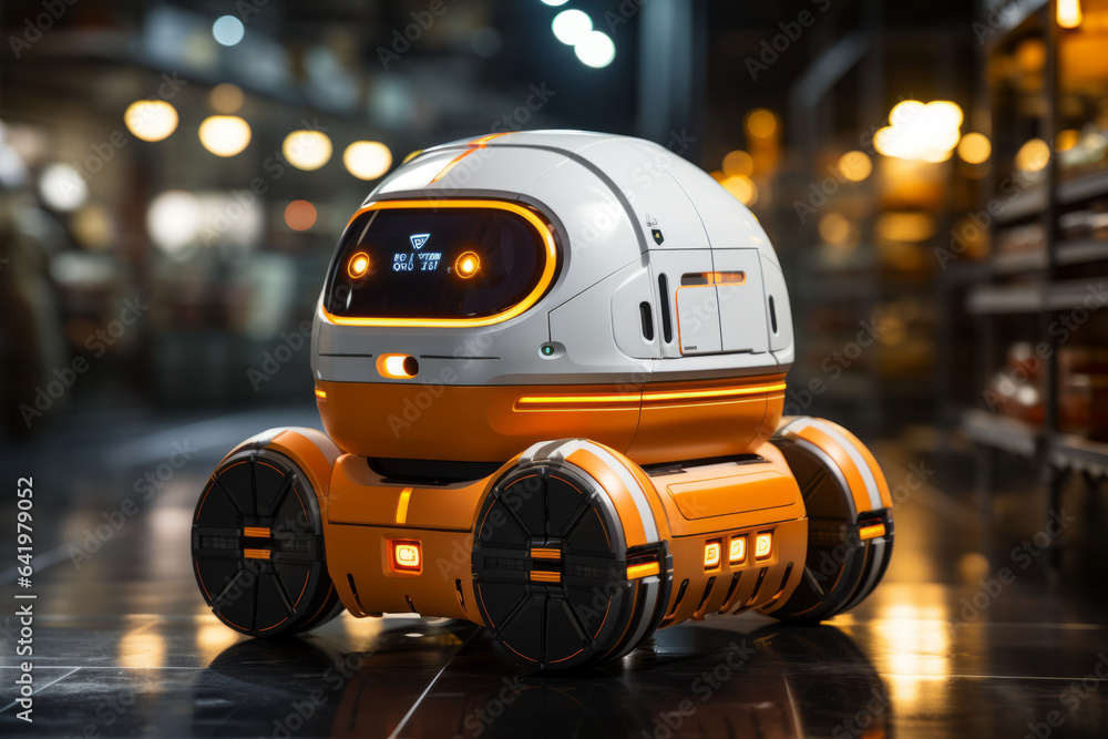 Poster autonomous robot delivery in warehouses with 5g wireless connection.