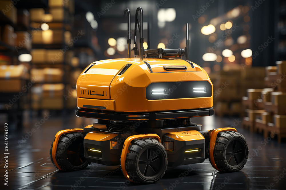 Poster autonomous robot delivery in warehouses with 5g wireless connection.