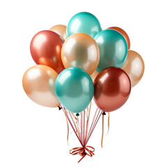Colorful balloons isolated against PNG background.